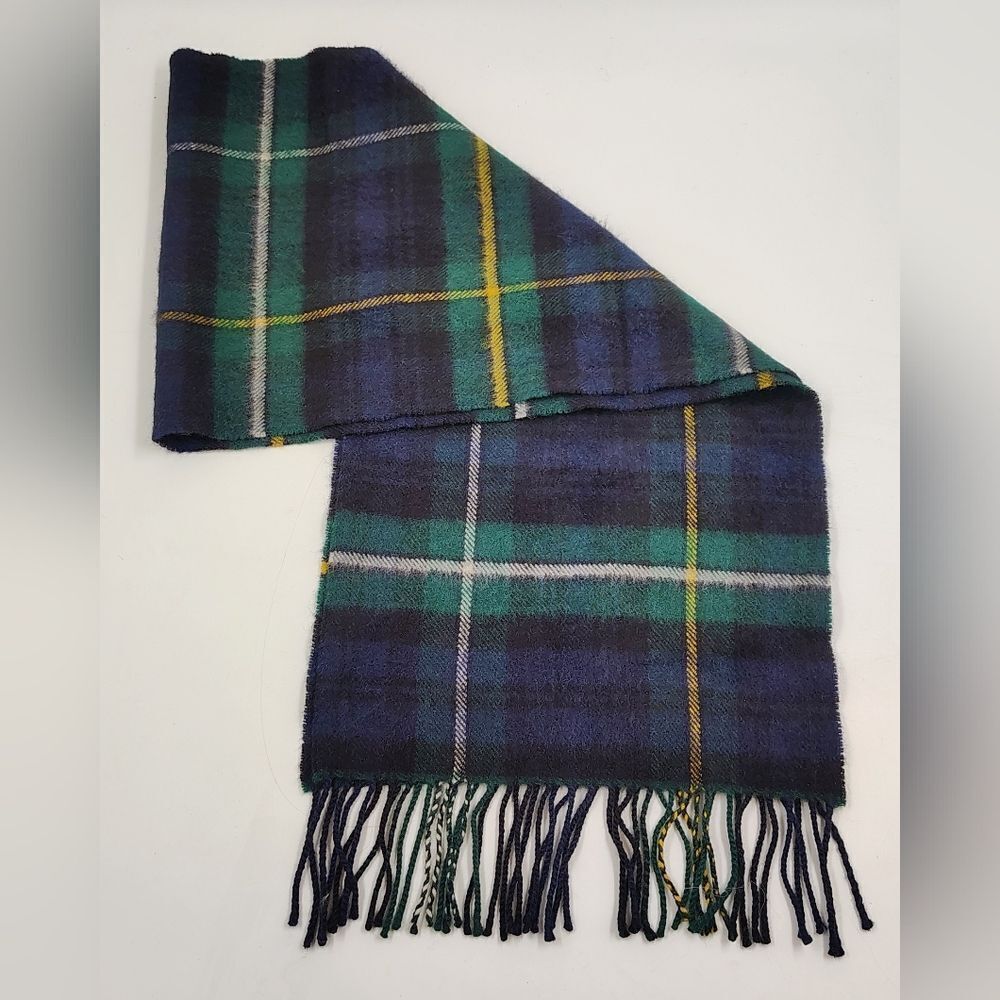 James Pringle Scotland Plaid Lambswool Winter Fringe Scarf